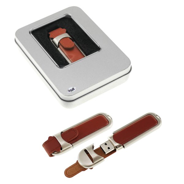 USB Pen Drive ejecutivo de 4GB en metal y cuero